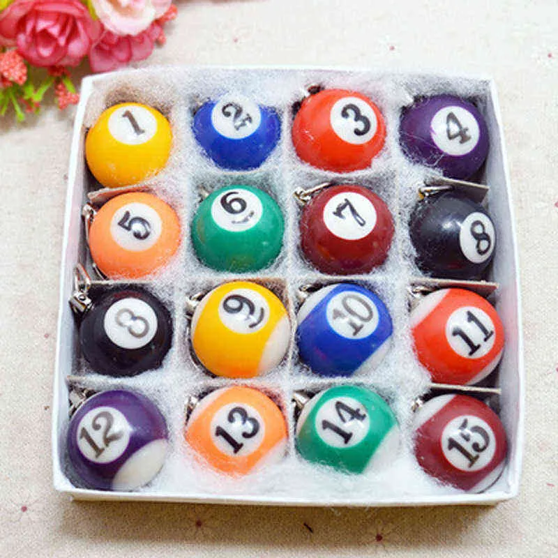 Mini Billiards Shaped Keyring Assorted Colorful Billiards Pool Small Ball Keychain Creative Hanging Decorations G220421