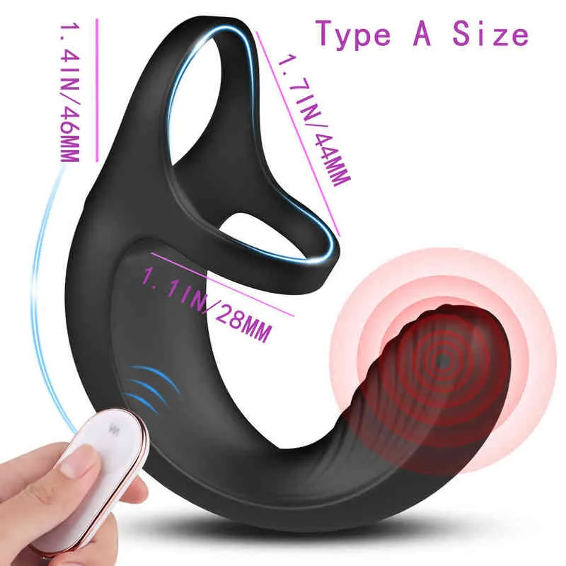 Nxy cockrings vibrant le pénis masseur mâle chasteté coq anneau sexe toys for hommes sans fil télécommande testicule vibrateur masturbateur 220505