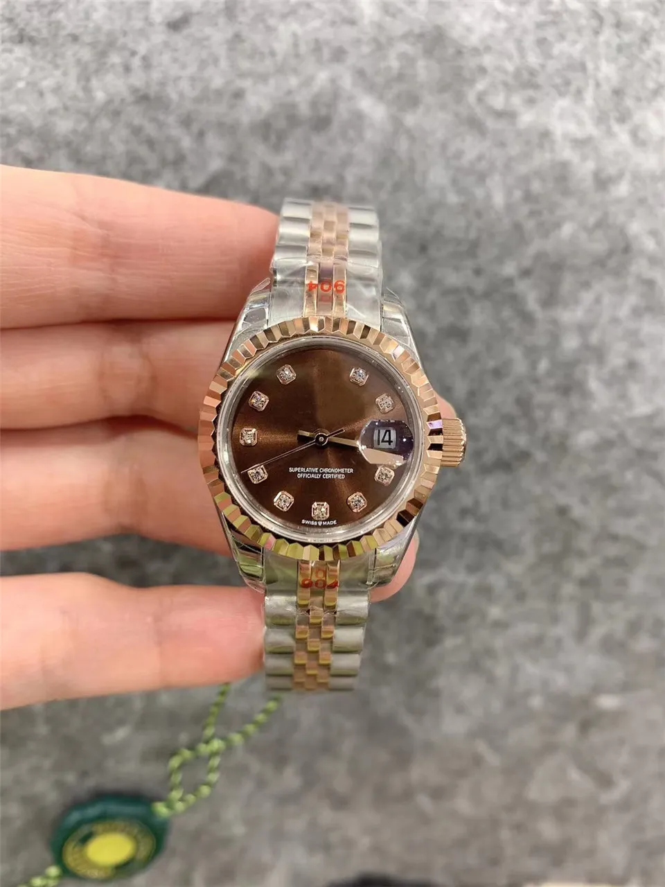 Womens Automatic Mechanical Watch rostfritt stål Diamond Silver Rose Gold Shell Dial 31mm