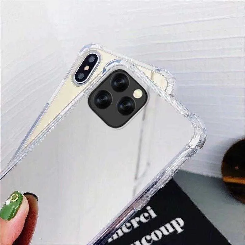 Ayna iphone için kılıf 12 11 Pro Max Darbeye Dayanıklı TPU Hava Yastığı Kapak Kabukları iPhone SE 2020 12 mini 11pro XR X XS Max Telefon Kılıfı