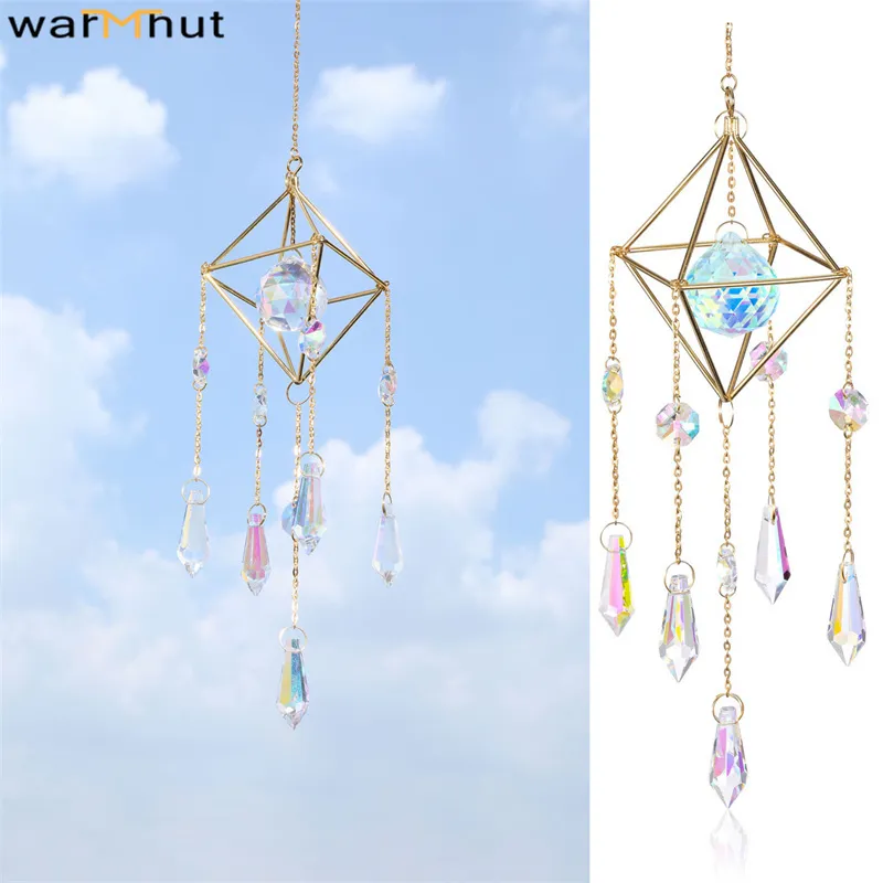 WarmHut Cristal Rainbow Suncatchers Pendentif En Verre Suspendu Ornement Prism Ball Sun Catcher Fenêtre Maker pour Voiture Maison Jardin Décor 220407