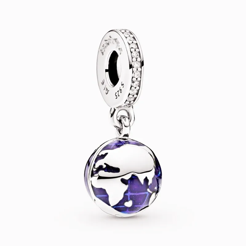 Our Blue Planet Dangle Charm 925 Silver Pandora Charms for Bracelets DIY Jewelry Making kits Loose Beads Silver wholesale 798774C01