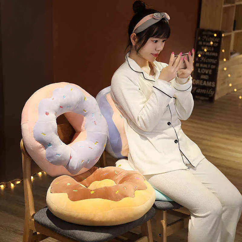 CM Kawaii Plush Donuts Poduszka Symulacja Symulacja Food Cuddle Pop Krzesło Sofa Mata podłogowa Prezent dla miłośników Dzieci J220704