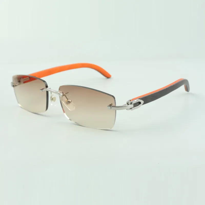 Óculos de sol lisos 3524012 com bastões de madeira laranja e lentes de 56mm para unissex2987