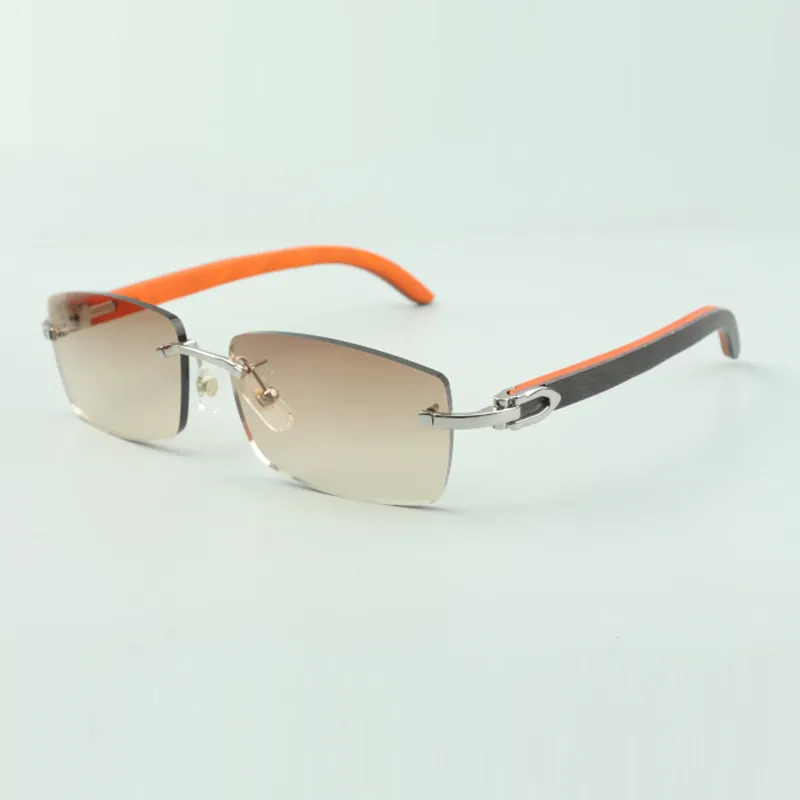 Effen zonnebril 3524012 met oranje houten stokken en 56 mm lenzen voor unisex246c
