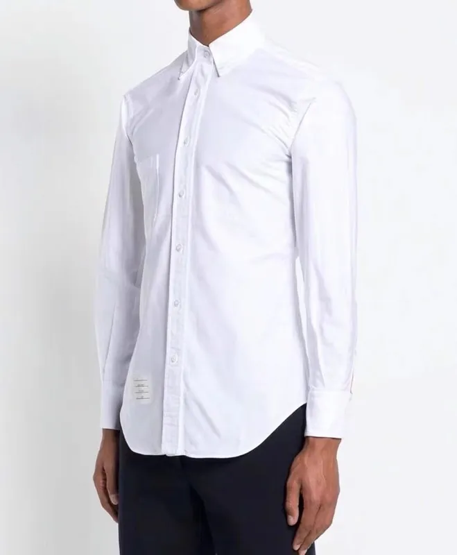 Mode män vit skjorta blus avslappnad långärmad bomull oxford topp koreanska kvinnor formell hög kvalitet 220322