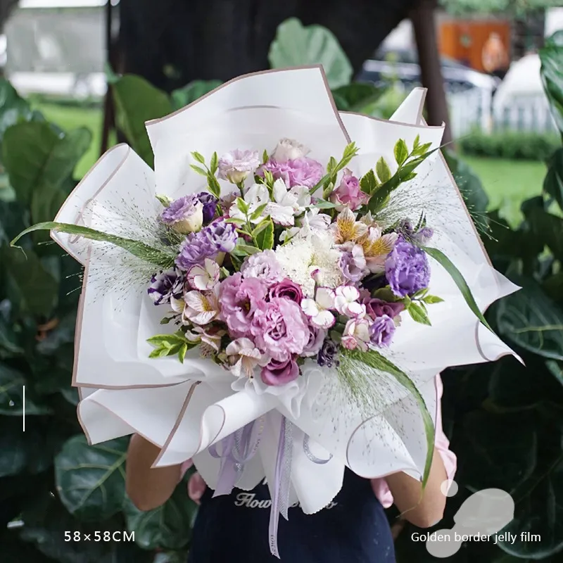 çok altın sınır gül çiçek ambalaj kağıdı Kore tarzı Semitranparent Hediye Sarma Çiçek Çiçek Buket 220610244s