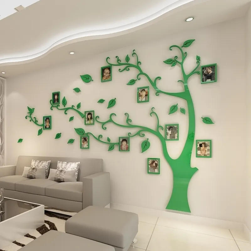 Po arbre Po cadre arbre cristal acrylique 3D stéréo Stickers muraux TV canapé fond mur salon chambre décoration 220510