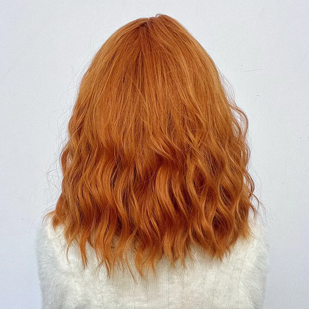 Perucas sintéticas laranja curto bobo profundo peruca encaracolada com franja para mulheres cosplay diariamente festa lolita fossa fibrefactory fibrefactory direto
