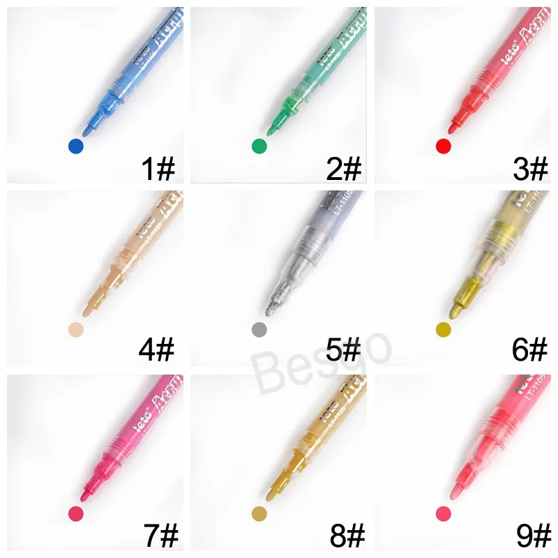 18 couleurs peinture acrylique marqueur stylo en plastique aquarelle stylos Doodle beaux-arts stylo compte à main bricolage surligneurs étudiant papeterie BH7015 TYJ