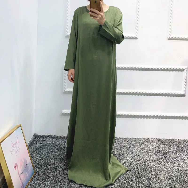 Juego a juego Mujeres Musulmanas Abaya Moda Lino Dubai Modestado Modesto Conugo Islámico Cardigan Cardigan Falda delantera Eid 220714
