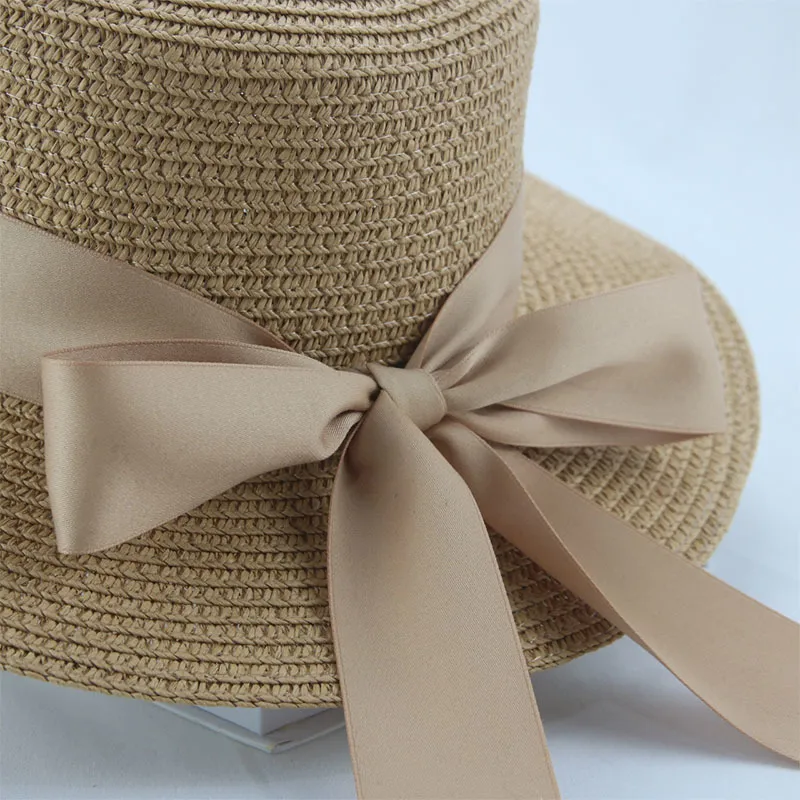 دلو قبعة الشاطئ لشرب أعلى شريط القوس الأنيقة قش فاخر القبعات الصيفية القبعات sombreros de mujer 220627