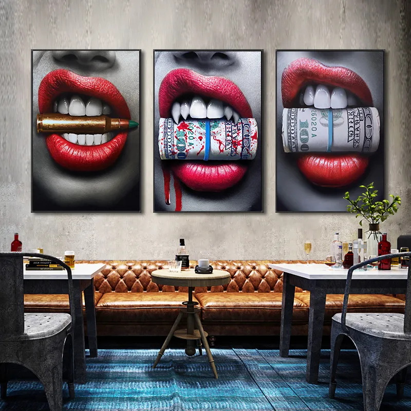 Abstract Women Red Lips Painting HD Prints And Posters On Canvas Modern Wall Art Picture For Livinng Room Home Decoration