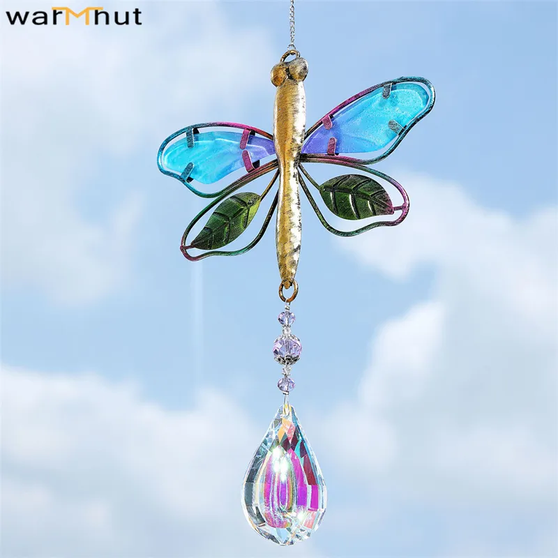Chaudhut cristal arc-en-ciel sol suncatcher verre papillon pendentif suspendu ornement prisme ballon solaire chasseurs pour fenêtre maison maison décor 220407