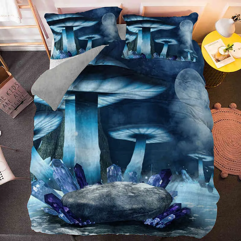 Magic Cogumelos Conjunto de roupas de cama queen king size tampa de edredão com travesseiro 2/3 peças roupas de cama personalizadas