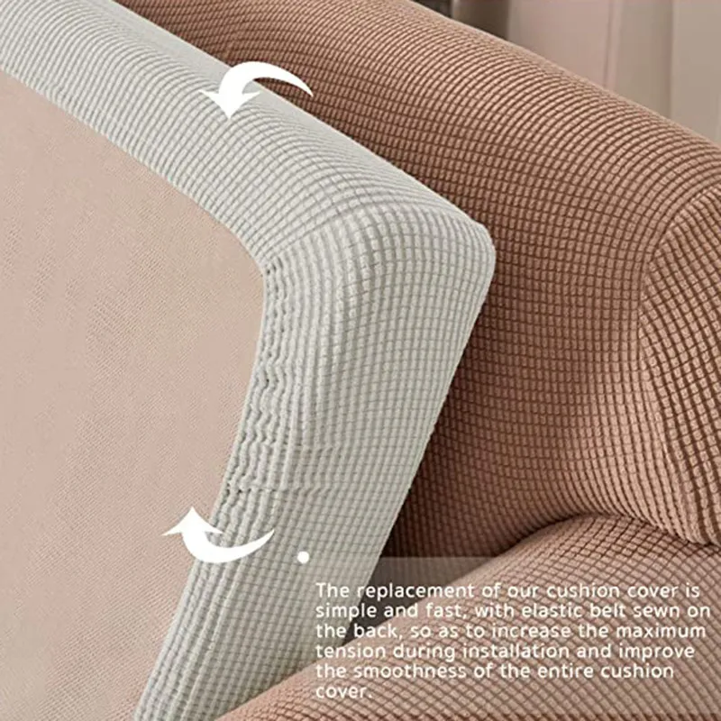 Taie d'oreiller housse de protection pour meubles, jacquard épais, coussin de canapé, coin élastique, couleur unie, 220623