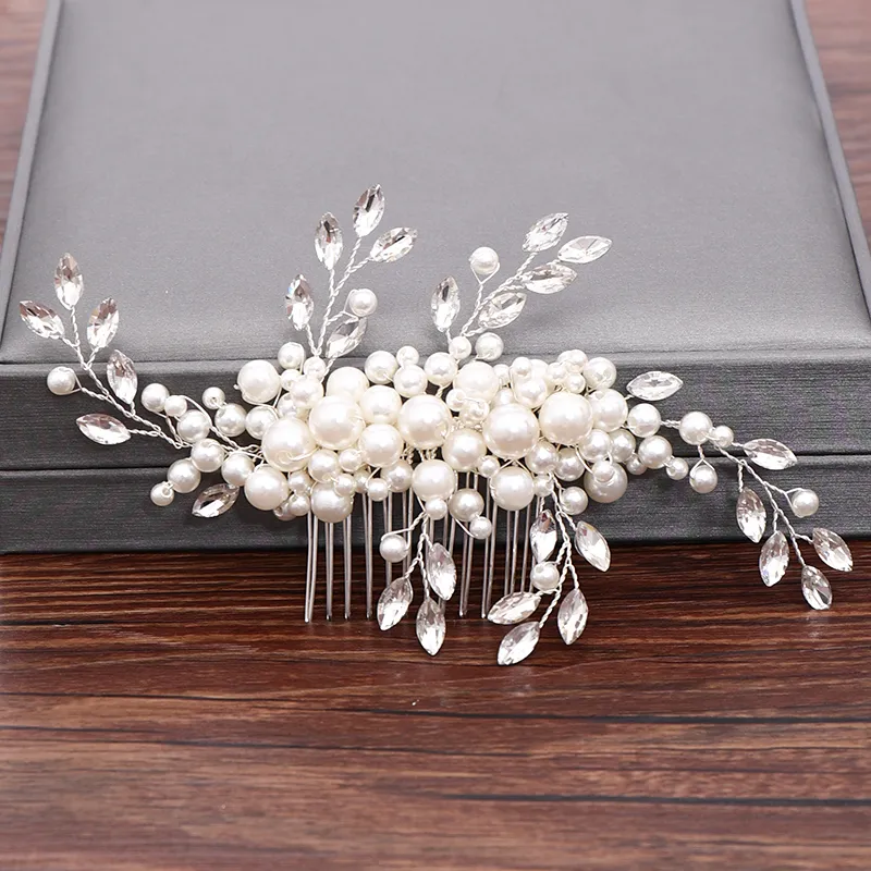 Ślubne grzebice dla włosów Srebrny kolor Pearl Head Biżuteria Kobiety Akcesoria 220726