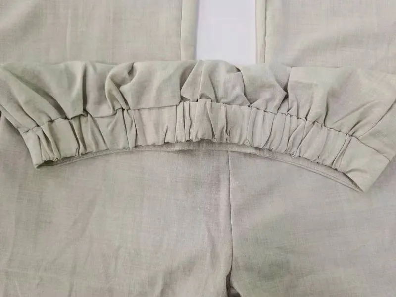Einfarbige Damen-Anzugweste aus Baumwolle und Leinen, lange, lockere Hose, atmungsaktiv, für den Heimservice, ärmellos, 220315