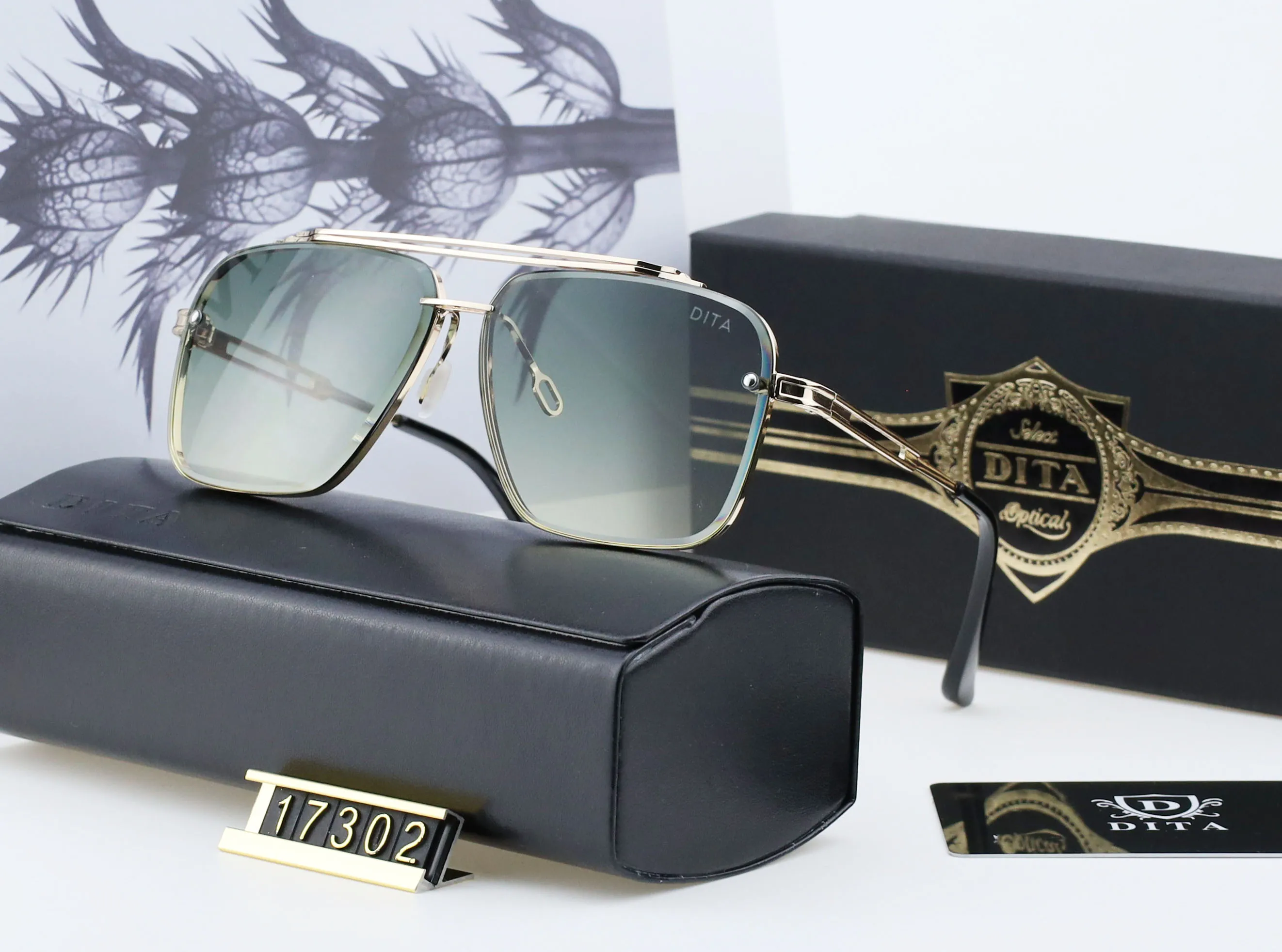 Top-Designer Dita 17302 Sonnenbrille Herren und Damen Metall Retro-Modedesigner schwarze Brille Tür alle passenden UV 400 Po282W