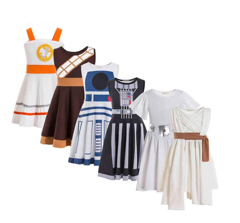 Kostuum Rey Kostuum Leia Chewbacca R2D2 Darth Vador BB8 BB-8 C3PO Family Halloween Cosplay Cosplay Cosplay Costumes G220518