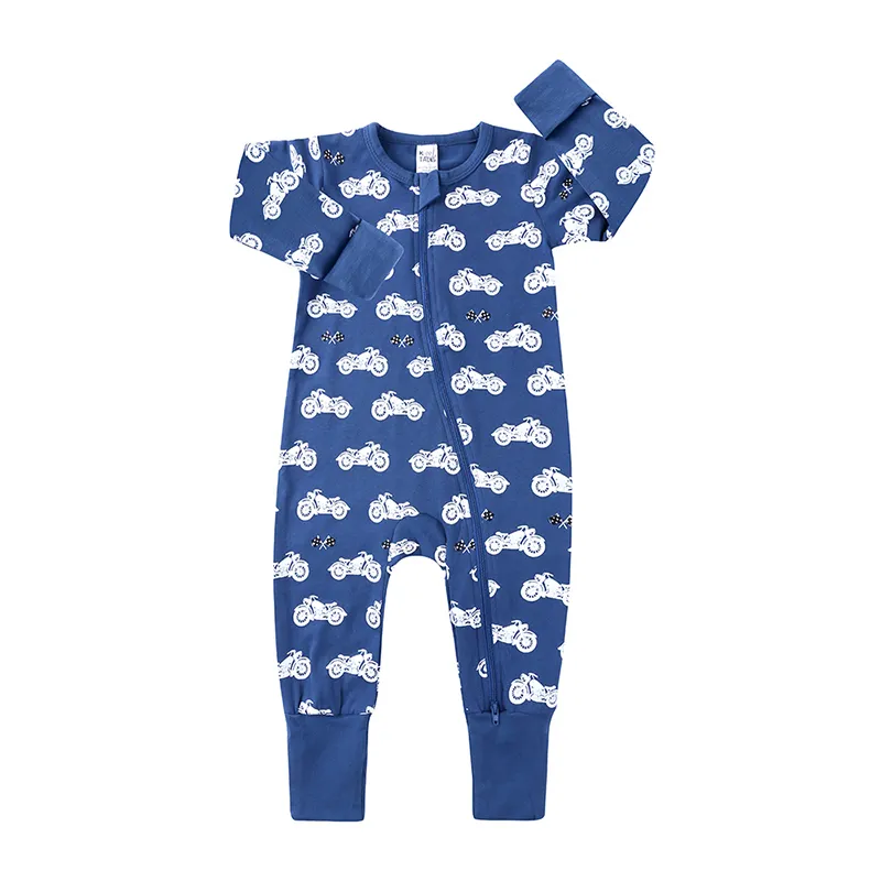 Brand Borns Romper Cute Cartoon Animal zamek błyskawiczny z długim rękawem odzież Baby Boys Girl