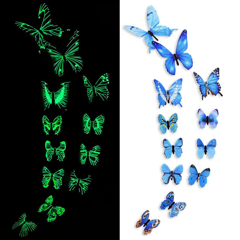 Luminous Butterfly 3D Wall Sticker Colorful Butterflies Glowing Decal Stickers DIY Bedroom Living Room Home Decor 220716