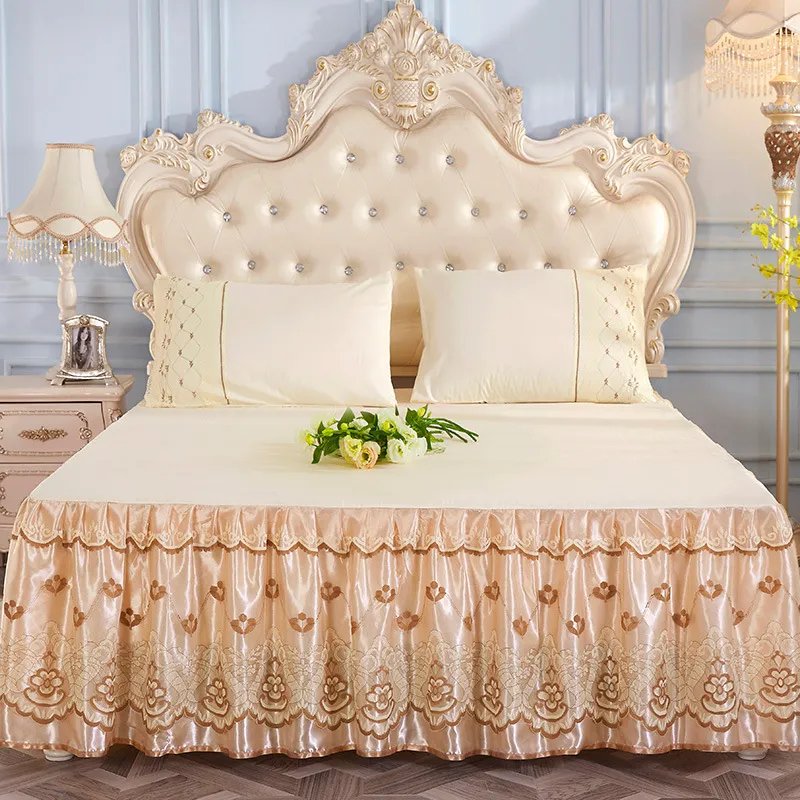 Księżniczka pościel solidne potargana spódnica poduszki koronkowe arkusze łóżka okładka Król królowa pełna rozmiar rozmiaru okładka 220623