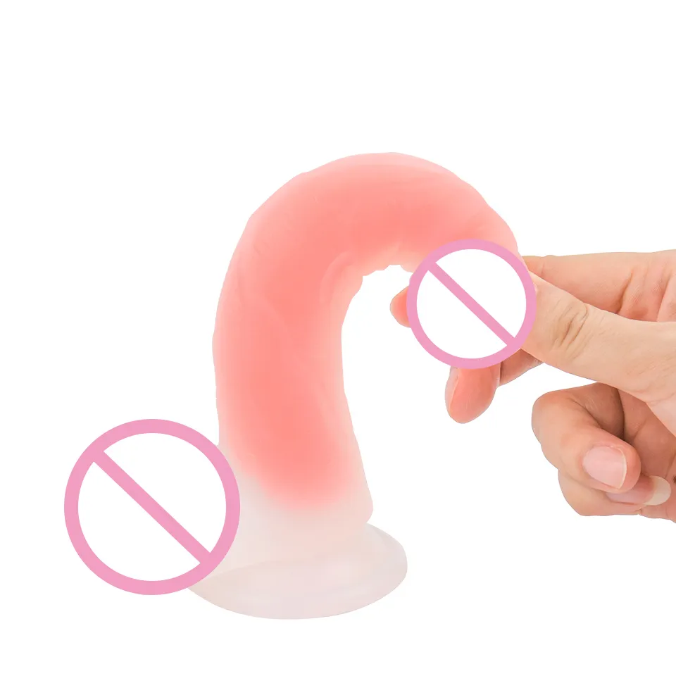 7,5 cala ciekła silikonowa realistyczna dildo przezroczysty pawi fluorescencyjny luminescencyjny penis Lifee Fille Masturbation Massager