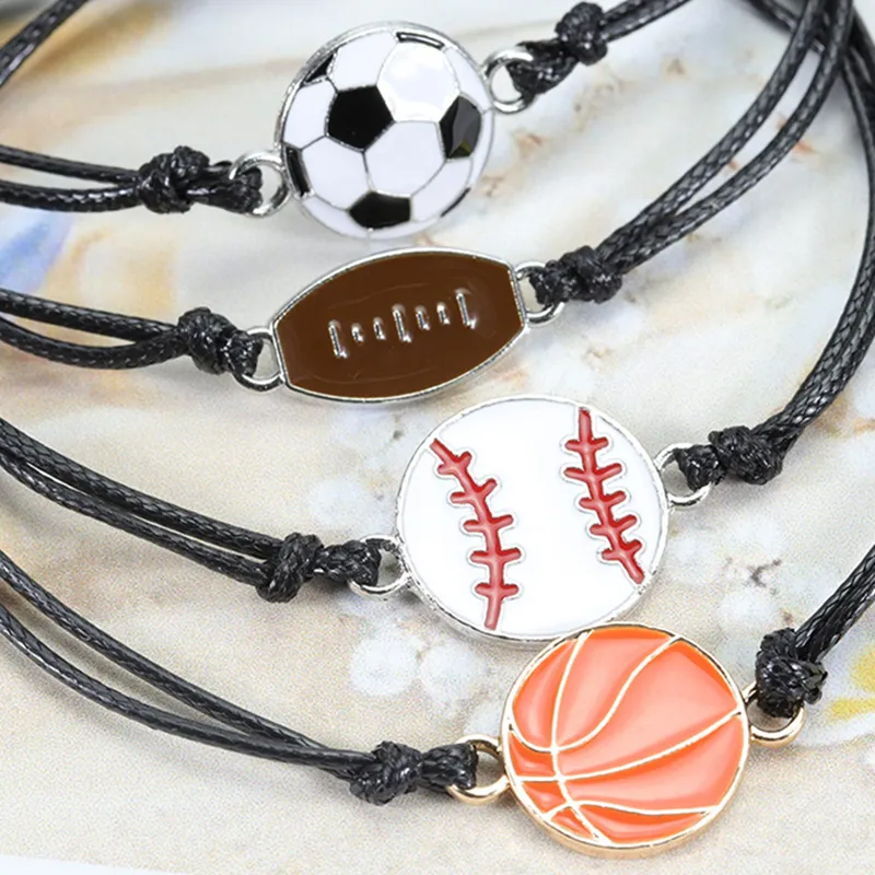 Woskowe linie plecione bransoletki kreatywne koszykówka baseball piłkarska bransoletka mody Akcesoria mody