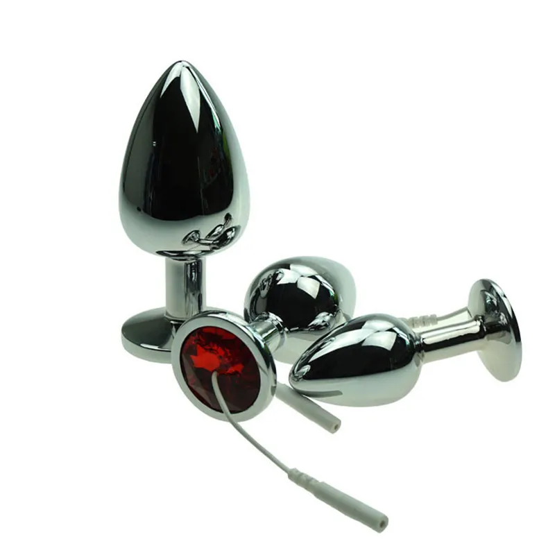 New 3 size metal anal plug electro shock sexy toys Accessories adult for men gay