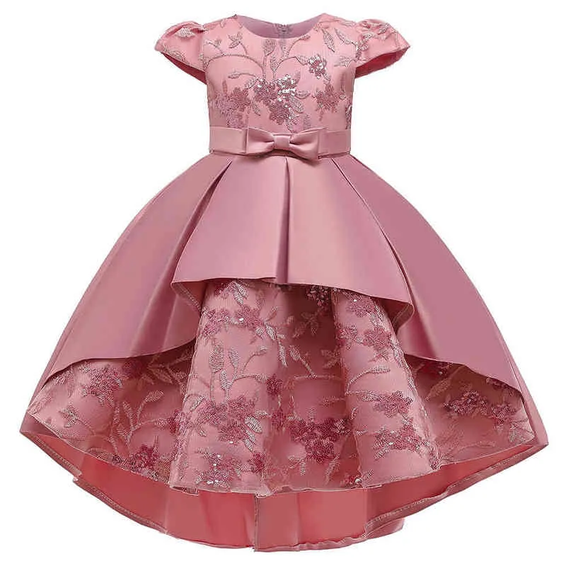 Mädchenkleidung Trail Hochzeitskleid für Mädchen Kleider Kinderkleid Prinzessin Abendkleid Mädchen Geburtstagsfeier Bogen Tutu Kostüm Y220510