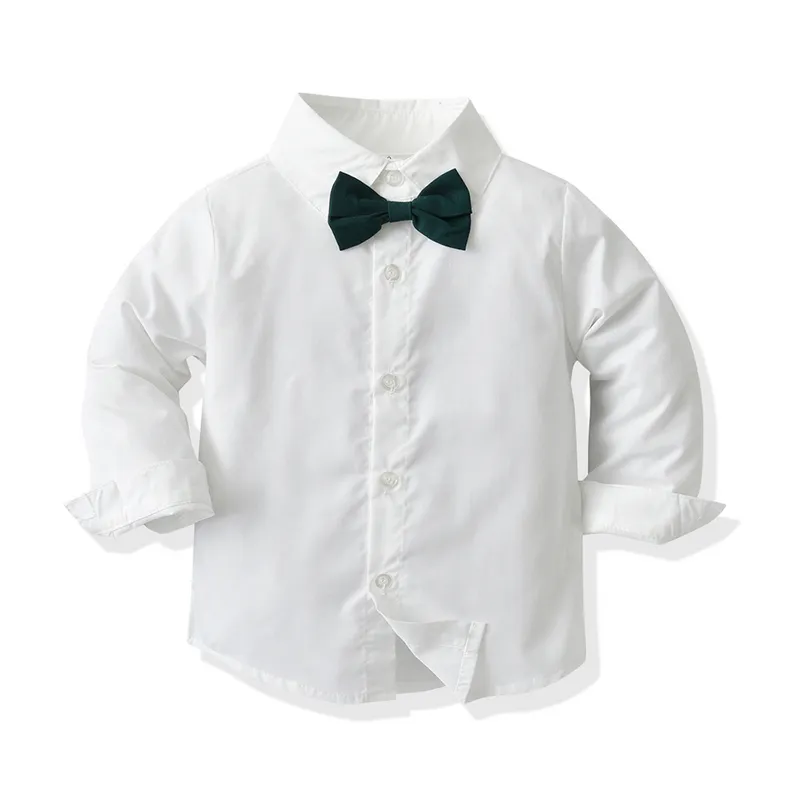 top and Children Boys Formal Clothing Set Toddler Boy Gentleman Long Sleeve White Shirt+Suspenders Pants Clothes Outfits 220326