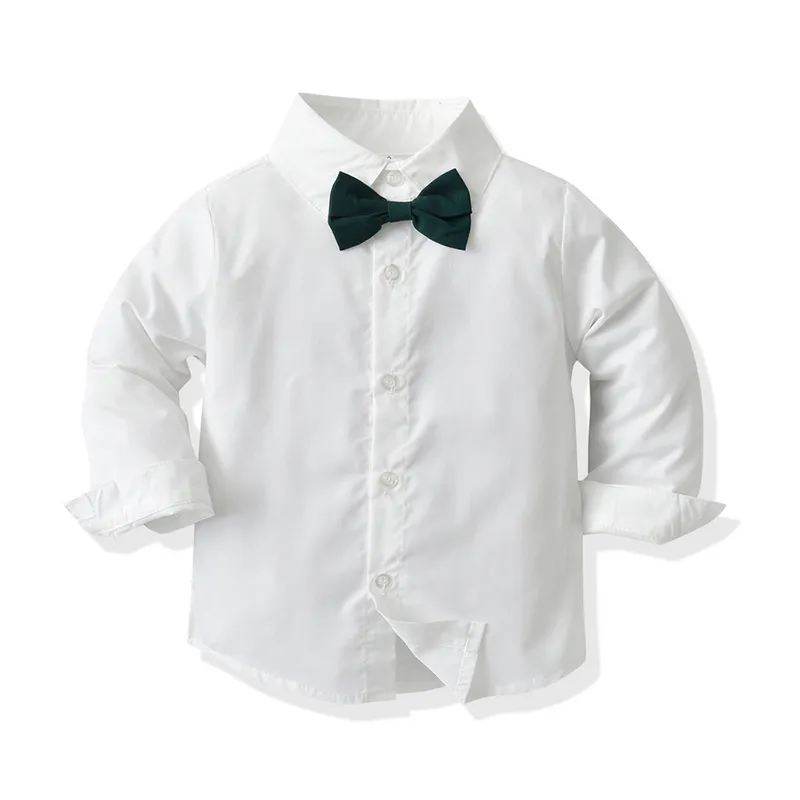 Top e Crianças Meninos Formal Roupas Set Toddler Boy Gentleman Manga Longa Camisa Branca + Suspensórios Calças roupas Roupas 220326