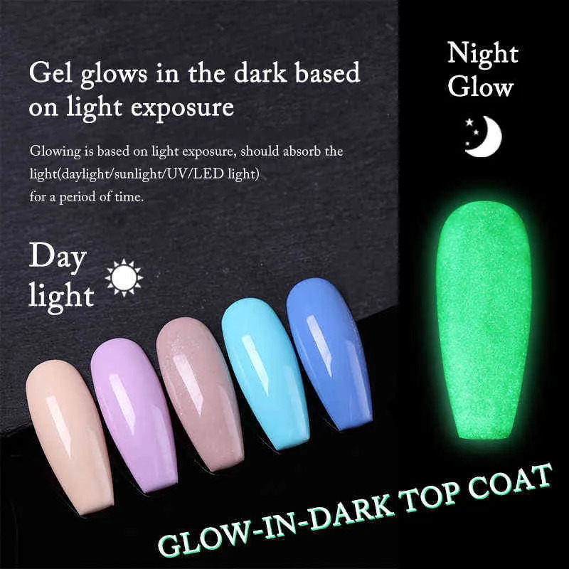 NXY Żel na paznokci Luminous Top Coat Semi Stały blask w ciemnym fluorescencji Soak Off UV LED Larnish Lacks S dla Manicure 0328