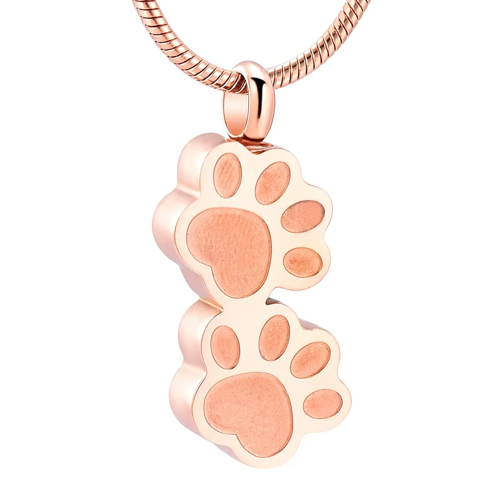 Pet Paw Urn Necklace for Ashes Stainless Steel Pendant Keepsake Memorial Cremation Jewelry159j