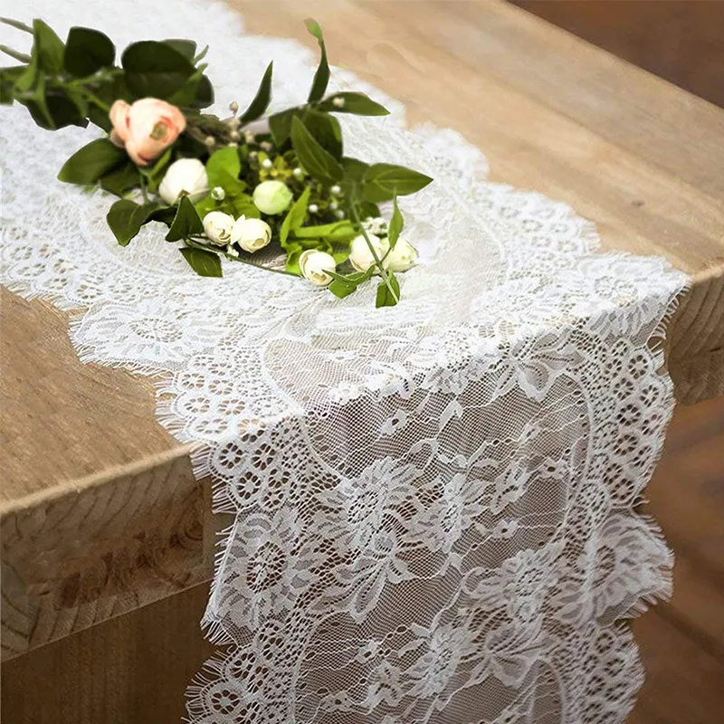 Chemin de Table en dentelle brodé noir et blanc, couverture en tissu de décalage de lit, nappe de cuisine pour fête de noël, décor de mariage