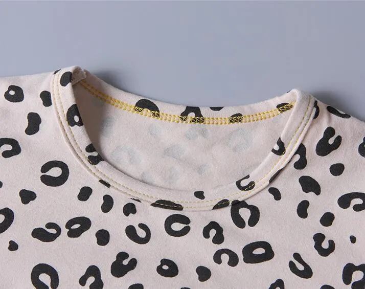Printemps Automne Bébé Garçons Pyjama Ensemble 18M-8ans Enfants Enfants Imprimer Léopard Vêtements De Nuit Lounge Wear Coton Filles Robe De Soirée 220326