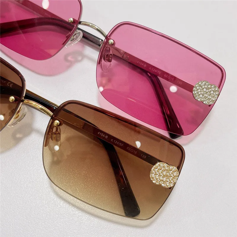 Nouveau design de mode lunettes de soleil 4104-B demi-monture en métal lentille carrée style populaire UV400 lens248A