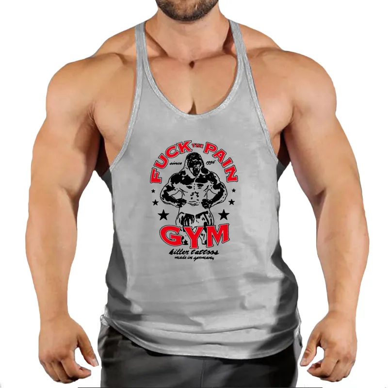 Kas yelek vücut geliştirme stringer koşu yelek marka renkli giyim sporları tank tank topu fitness kolsuz gömlek pamuk pamuk 220527