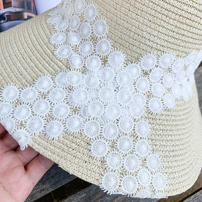 2022 Paglia Sun Lace Panama Hat Beach Womens Summer Caps Sombrero Female Fedora Casual Ladies Chapeau