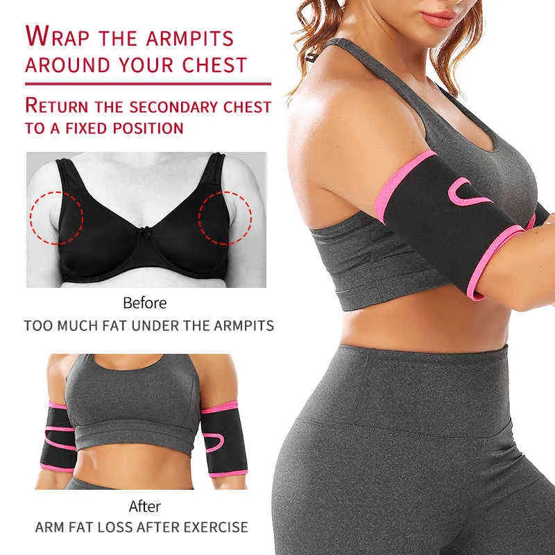 Sauna Arm Shaper Women Arm Trimmer Compression Sweat Bands Guaina dimagrante Allenamento Toner Trainer Fat Burnning Smarter Sleeves L220802