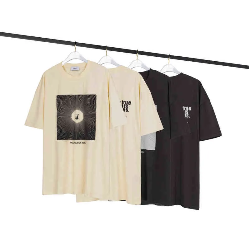 Summer Fashion Brand New Rhude Vintage Tee Drop Portrait Limited Print sliten kort ärm T-shirt