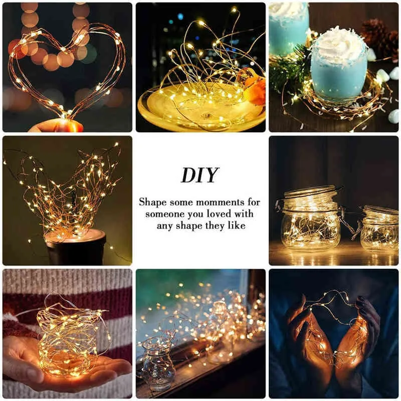 LED Outdoor Solar String Lights Mmm Solar Lamp för Fairy Holiday Christmas Party Garland Lighting IR Dimble J220531