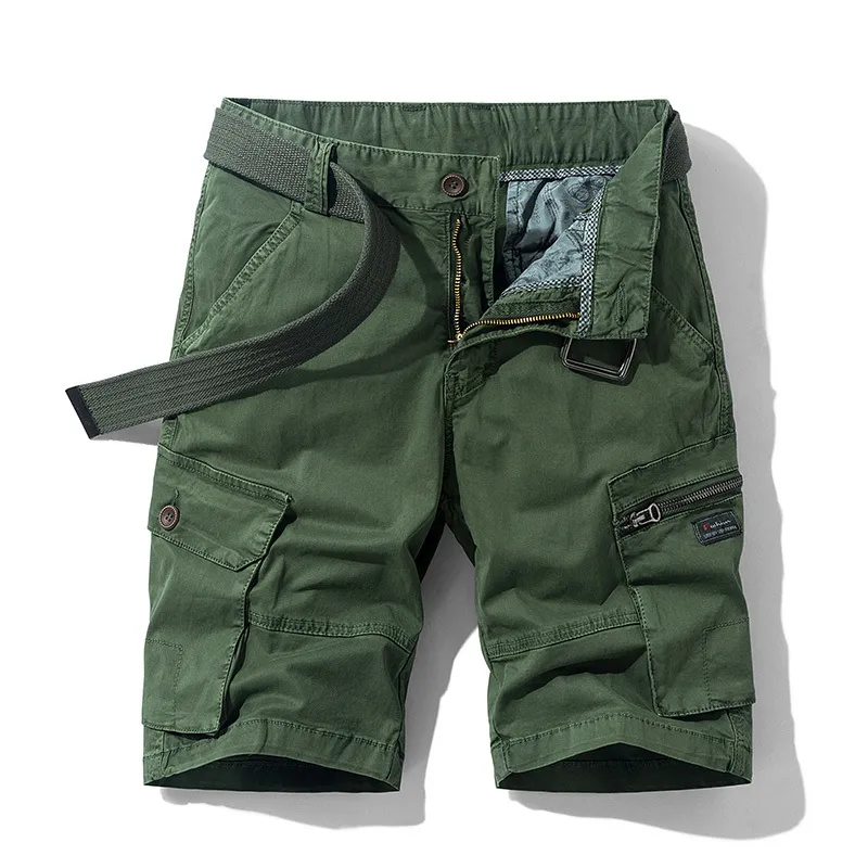 Spring Summer Men de cargaison short Coton Colonté Fit Breeches Bermuda Casual Pant Vêtements Social 220325