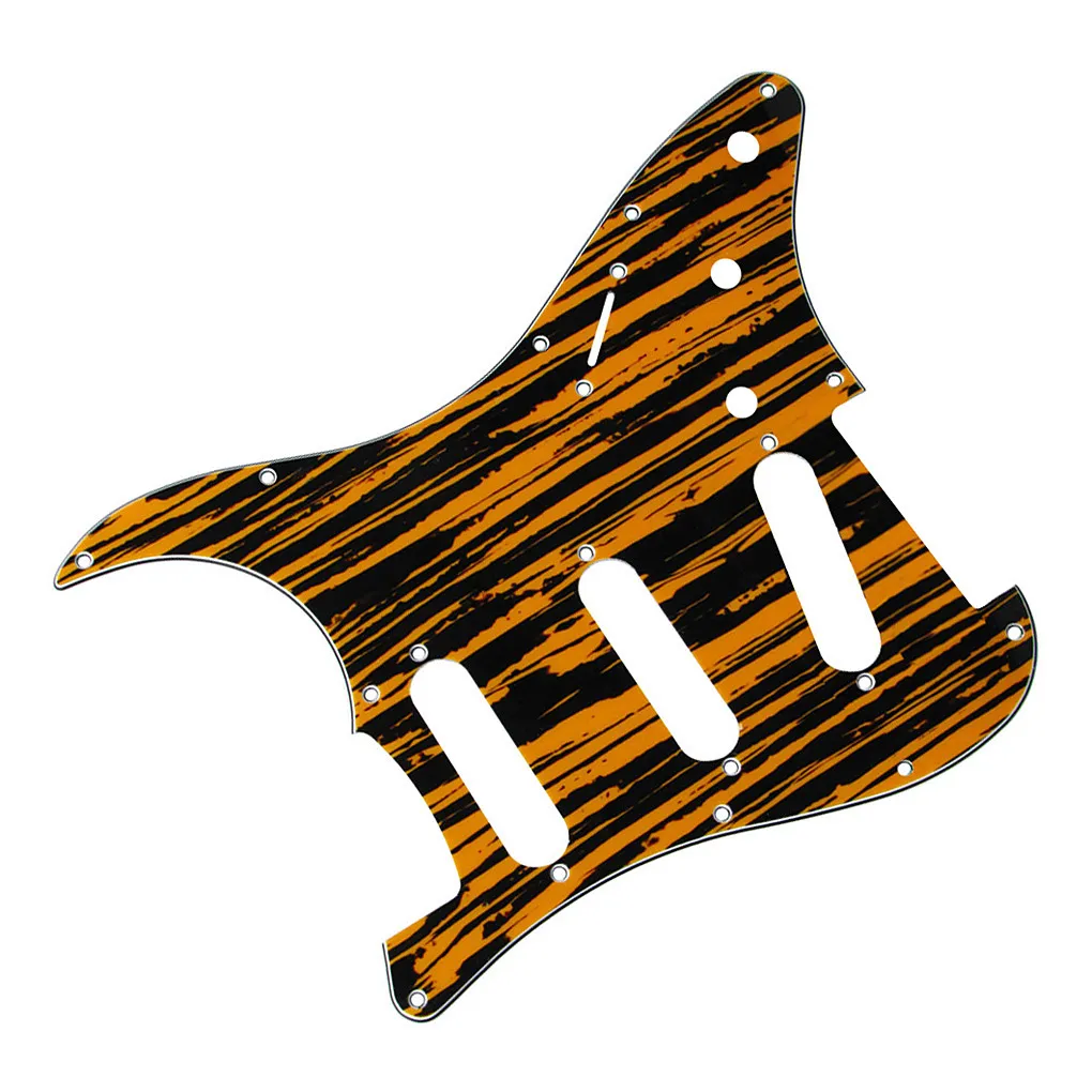 4Ply SSS Battipenna 11 Fori Scratch Plate Tawny Stripe Con Viti Piastra Posteriore Parti di Chitarra Elettrica