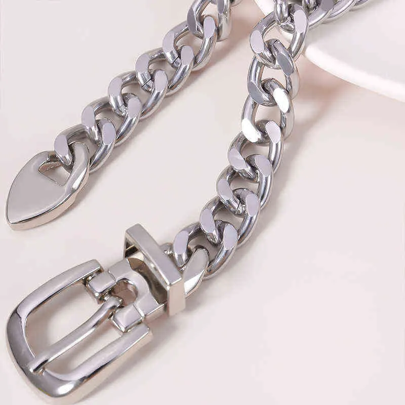 Chain Lady Waist Belt Gold Silver Metal Simple Belts For Women Dress Jeans Accessories Punk Chain Belt Y1204219Q