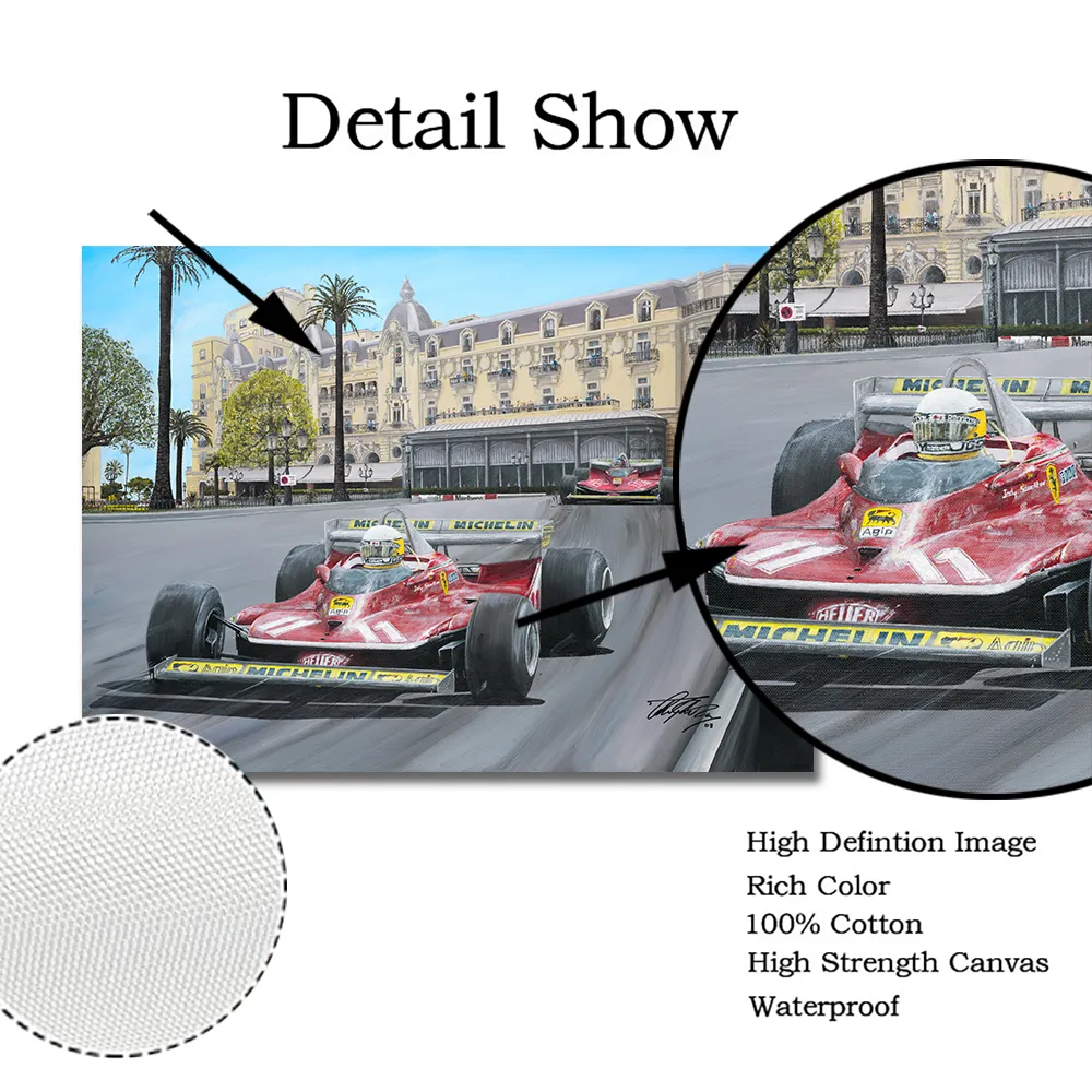 Jody Scheckter 1979 Monaco Grand Prix voiture de course impression toile peinture décor à la maison mur Art photo pour salon décor