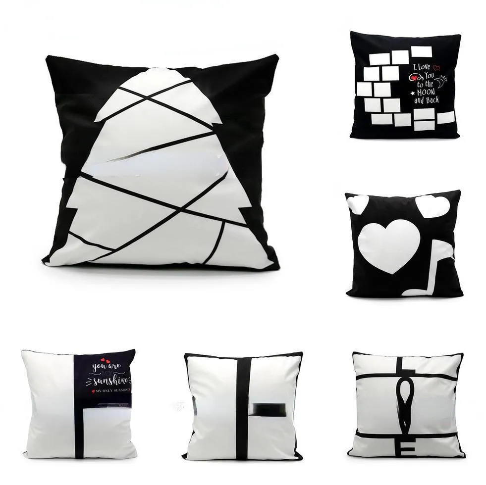 7 Designs Blank Sublimation Pillow Case Throw Cushion Covers Thermal Heat Printing Pillowcases DIY Christmas Home Sofa Party