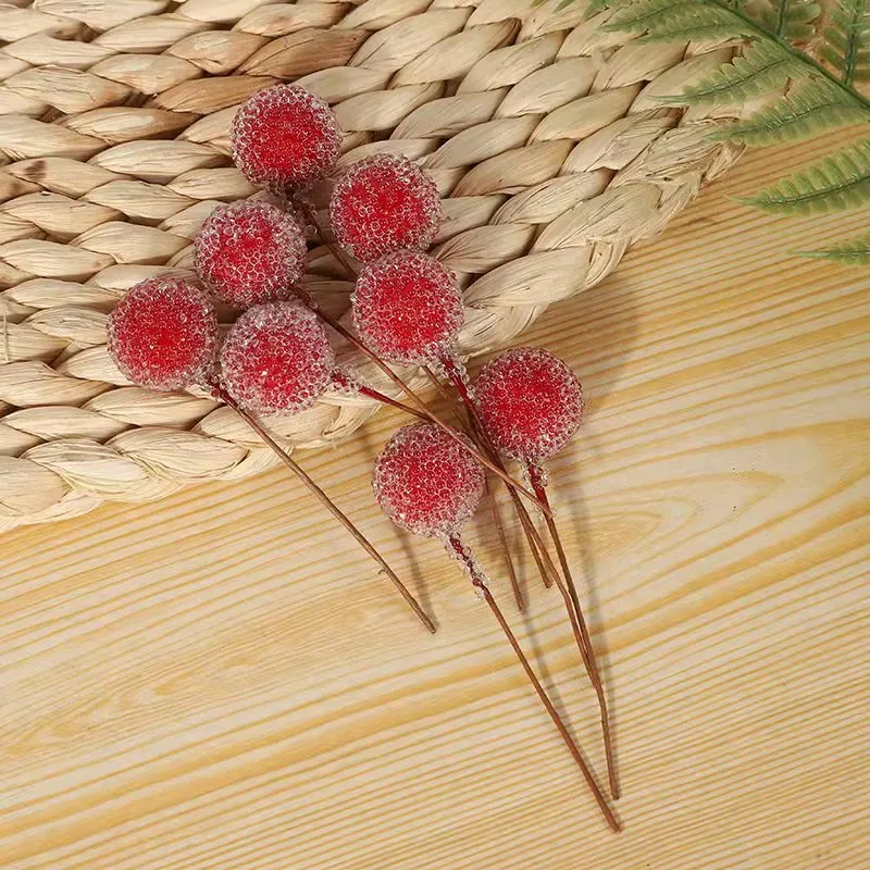 1,4 cm Simulazione Fiore Bacca rossa Frutta Display natalizio Decorazione Ciondolo Frutta artificiale Piante finte Forniture feste