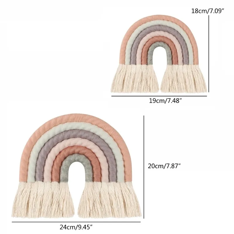 Ins-geweven regenboog muur opknoping ornamenten nordic baby bed kinderkamer decoratie kwekerij decor Po rekwisieten 220407